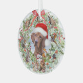 Hongaarse Vizsla kerstkrans Glas Ornament (Voorkant links)