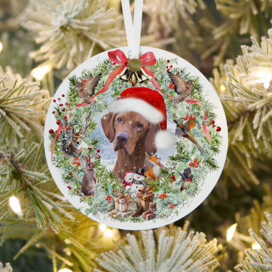 Hongaarse Vizsla kerstkrans Metalen Ornament (Insitu)