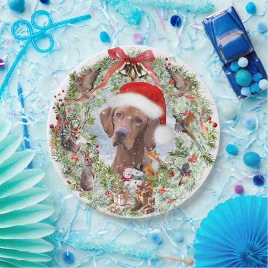 Hongaarse Vizsla kerstkrans Papieren Bordje (Feest)