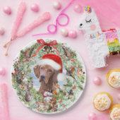 Hongaarse Vizsla kerstkrans Papieren Bordje (Feest)