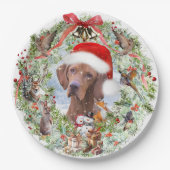 Hongaarse Vizsla kerstkrans Papieren Bordje (Voorkant)