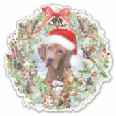 Hongaarse Vizsla kerstkrans Sticker (Voorkant)