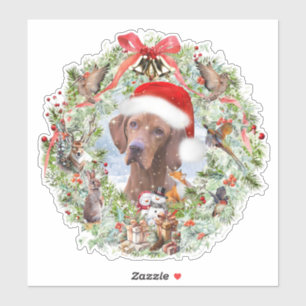 Hongaarse Vizsla kerstkrans Sticker