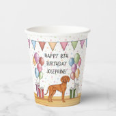 Hongaarse Vizsla Kleurrijke Pastel Gelukkige Verja Papieren Bekers (Voorkant)