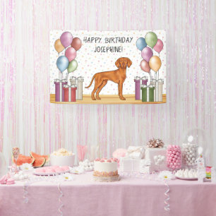 Hongaarse Vizsla Kleurrijke Pastel Verjaardag Spandoek