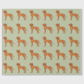 Hongaarse Vizsla Mopshond Patroon Groen Cadeaupapier (Vlak)