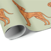 Hongaarse Vizsla Mopshond Patroon Groen Cadeaupapier (Rol Hoek)
