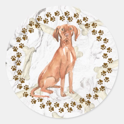 Hongaarse Vizsla Paw afdrukken en ruimte achtergro Ronde Sticker (Voorkant)