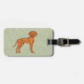 Hongaarse Vizsla Pointer Cartoon Hond Tekening Gro Bagagelabel (Voorkant horizontaal)