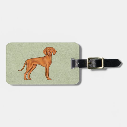 Hongaarse Vizsla Pointer Cartoon Hond Tekening Gro Bagagelabel (Voorkant horizontaal)