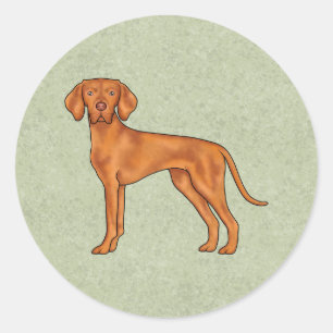 Hongaarse Vizsla Pointer Cartoon Hond Tekening Gro Ronde Sticker