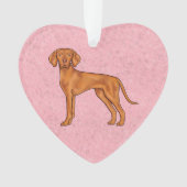 Hongaarse Vizsla Pointer Hond Mooie Cartoon Hond R Ornament (voorkant)