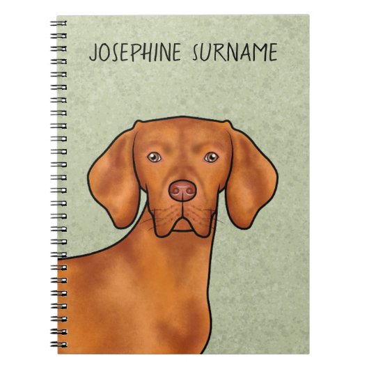 Hongaarse Vizsla Pointer Hondenhoofd Met Naam Groe Notitieboek (Voorkant)