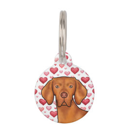 Hongaarse Vizsla Rode Harten Patroon Hond Liefde R Huisdierpenning