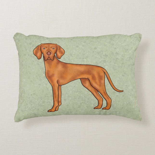 Hongaarse Vizsla Schattige Cartoon Pointer Hond Gr Accent Kussen (Voorkant)