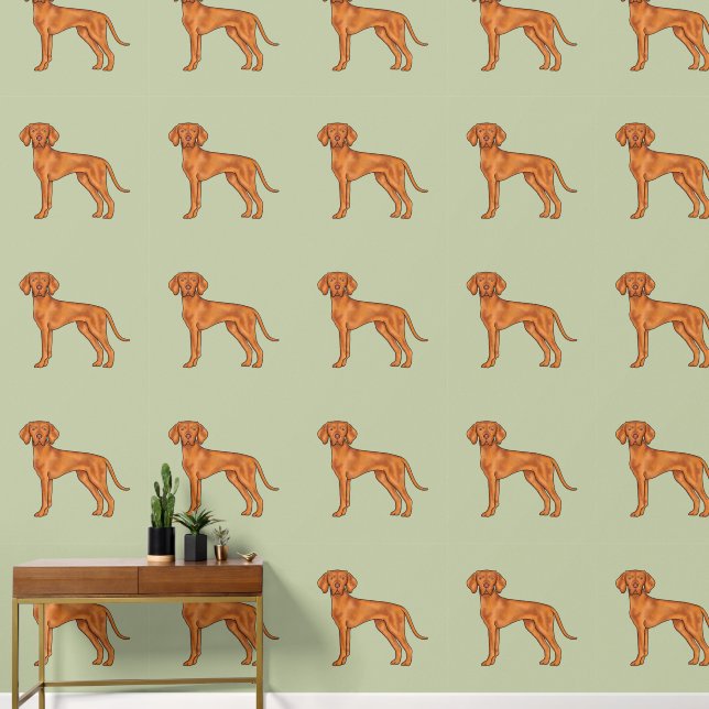 Hongaarse Vizsla Schattige Cartoon Pointer Hond Gr Behang (Hal)