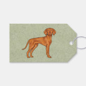 Hongaarse Vizsla Schattige Cartoon Pointer Hond Gr Cadeaulabel (Voorkant (Horizontaal))
