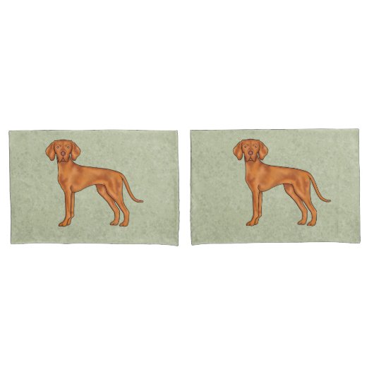 Hongaarse Vizsla Schattige Cartoon Pointer Hond Gr Kussensloop (Voorkant-Set)