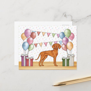 Hongaarse Vizsla Schattige Hond Pastel Gelukkige V Briefkaart