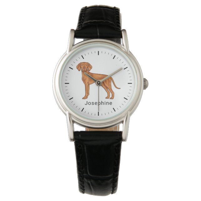 Hongaarse Vizsla Schattige Pointerhond Met Aangepa Horloge (Voorkant)