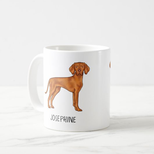 Hongaarse Vizsla Schattige Pointerhond Met Aangepa Koffiemok (Voorkant links)