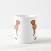 Hongaarse Vizsla Schattige Pointerhond Met Aangepa Koffiemok (Center)