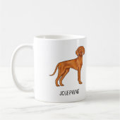 Hongaarse Vizsla Schattige Pointerhond Met Aangepa Koffiemok (Links)