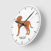 Hongaarse Vizsla Schattige Pointerhond Met Aangepa Ronde Klok (Hoek)