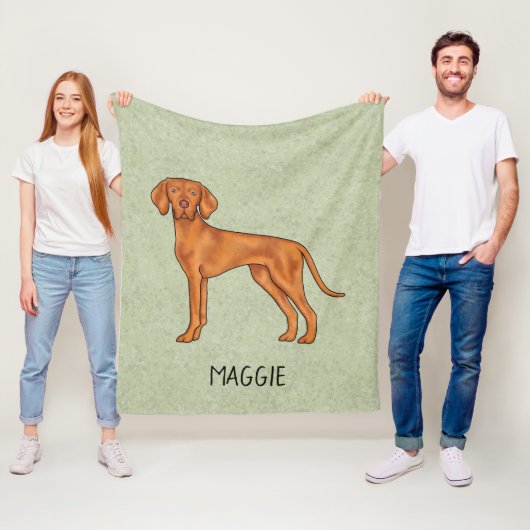 Hongaarse Vizsla Schattige Pointerhond Met Naam Gr Fleece Deken (In situ)
