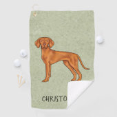 Hongaarse Vizsla Schattige Pointerhond Met Naam Gr Golfhanddoek (Insitu)