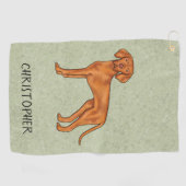 Hongaarse Vizsla Schattige Pointerhond Met Naam Gr Golfhanddoek (Horizontaal)