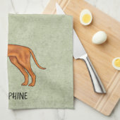 Hongaarse Vizsla Schattige Pointerhond Met Naam Gr Theedoek (Quarter Fold)