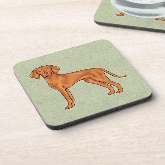 Hongaarse Vizsla Schattige Pointerhond Tekening Gr Bier Onderzetter (Linkerzijde)