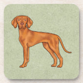 Hongaarse Vizsla Schattige Pointerhond Tekening Gr Bier Onderzetter (Voorkant)