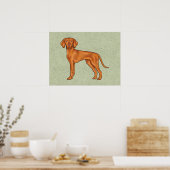 Hongaarse Vizsla Schattige Pointerhond Tekening Gr Poster (Keuken)