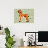 Hongaarse Vizsla Schattige Pointerhond Tekening Gr Poster (Thuiskantoor)