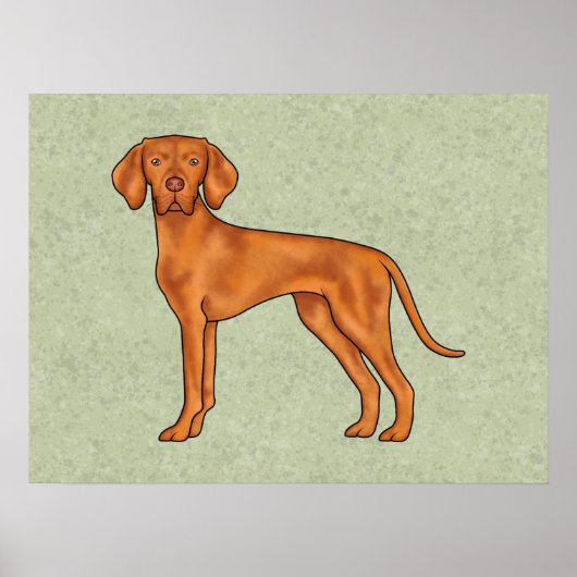 Hongaarse Vizsla Schattige Pointerhond Tekening Gr Poster (Voorkant)