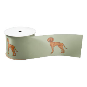 Hongaarse Vizsla Schattige Pointerhond Tekening Gr Satijnen Lint