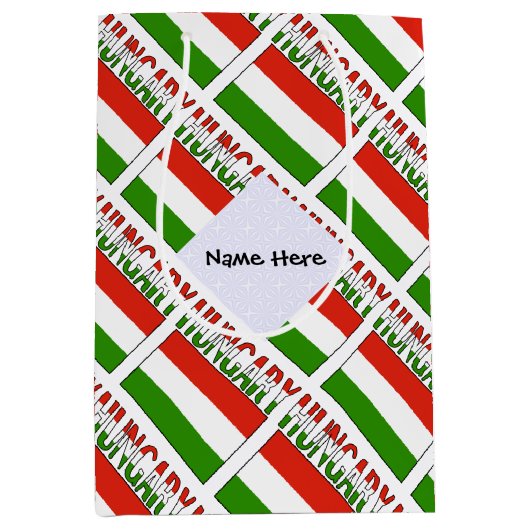 Hongaarse vlag betegelde zwarte personalisatie medium cadeauzakje (Voorkant)