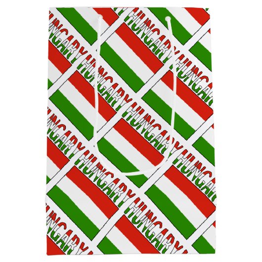 Hongaarse vlag betegelde zwarte personalisatie medium cadeauzakje (Achterkant)