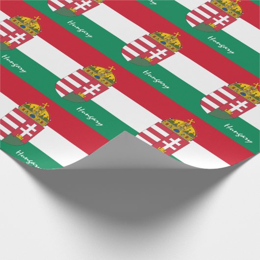 Hongaarse vlag Emblem en Hongaarse cadeautjes/spor Cadeaupapier (Hoek)