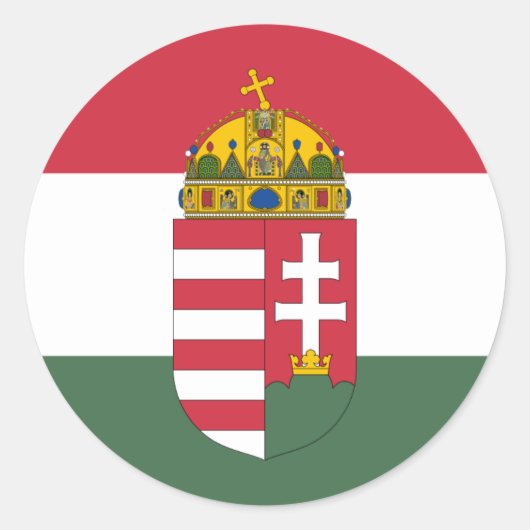 Hongaarse vlag en wapenmunt, vlag van Hongarije Ronde Sticker (Voorkant)