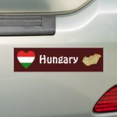 Hongaarse vlag — Heart + Map Bumpersticker (Op auto)