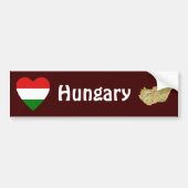 Hongaarse vlag — Heart + Map Bumpersticker (Voorkant)