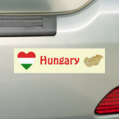 Hongaarse vlag — Heart + Map Bumpersticker (Op auto)