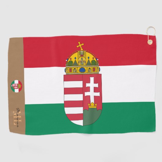Hongaarse vlag & Hongarije, monogrammen Golf Towel Golfhanddoek (Horizontaal)