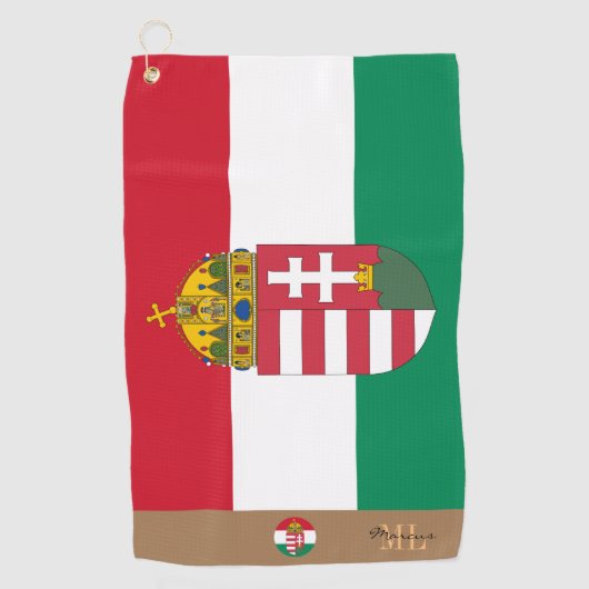 Hongaarse vlag & Hongarije, monogrammen Golf Towel Golfhanddoek (Voorkant)
