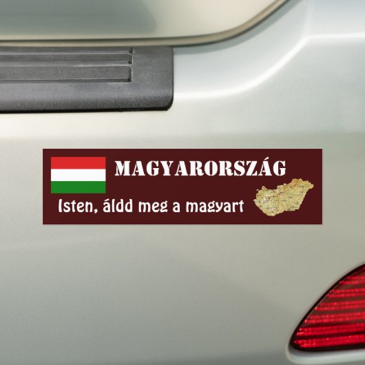 Hongaarse vlag + kaartBumpersticker Bumpersticker (Op auto)