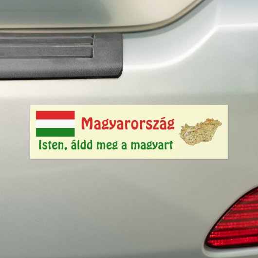 Hongaarse vlag + kaartBumpersticker Bumpersticker (Op auto)