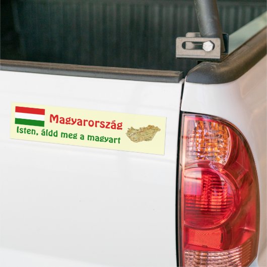 Hongaarse vlag + kaartBumpersticker Bumpersticker (Op Truck)